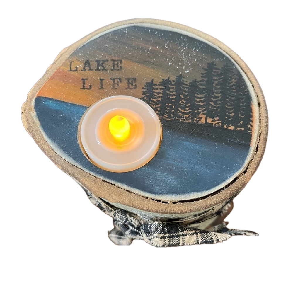 LAKE LIFE Wooden Candle Holder